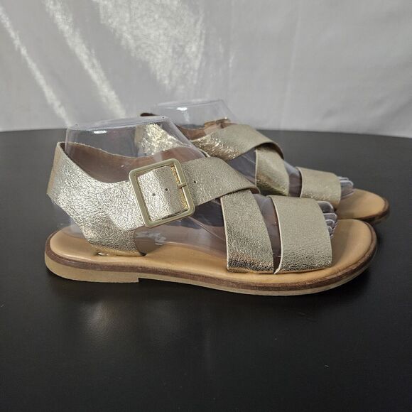Franco Sarto Gold Strappy Flat Sandals Sz 8 - Picture 2 of 8